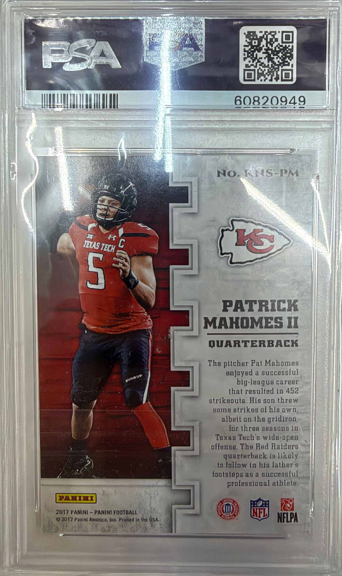 Graded 2017 Panini Patrick Mahomes #PM Knight School Rookie RC Football Card PSA 10 Gem Mint