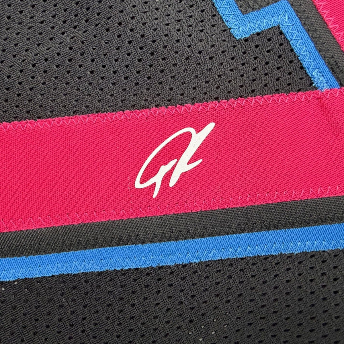 Framed Facsimile Autographed Giannis Antetokounmpo 35x39 Miami Black Vice Reprint Laser Auto Basketball Jersey