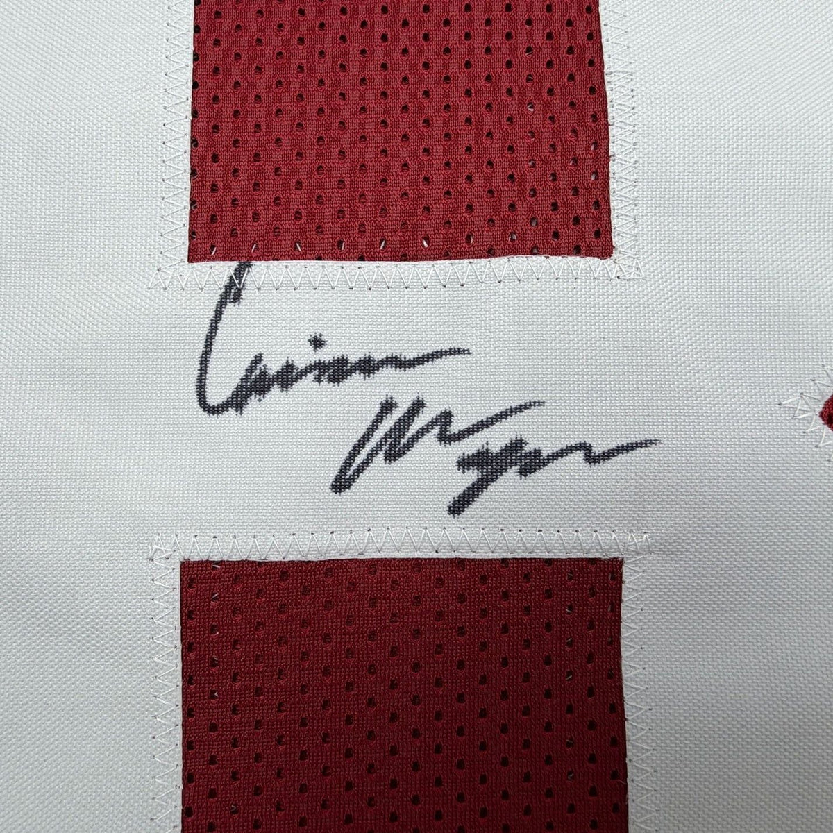 Framed Autographed/Signed Cederian Morgan 35x39 Alabama Red College Football Jersey JSA COA