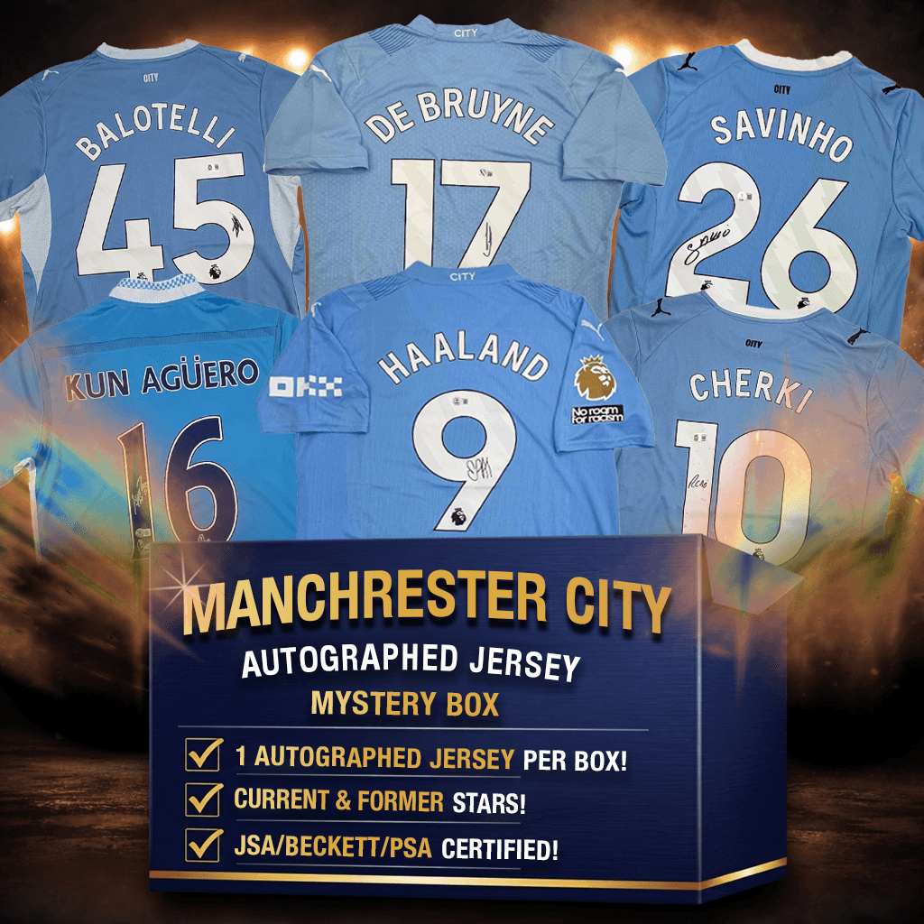 Manchester City Autographed/Signed Soccer Jersey Mystery Box with PSA JSA or Beckett COA