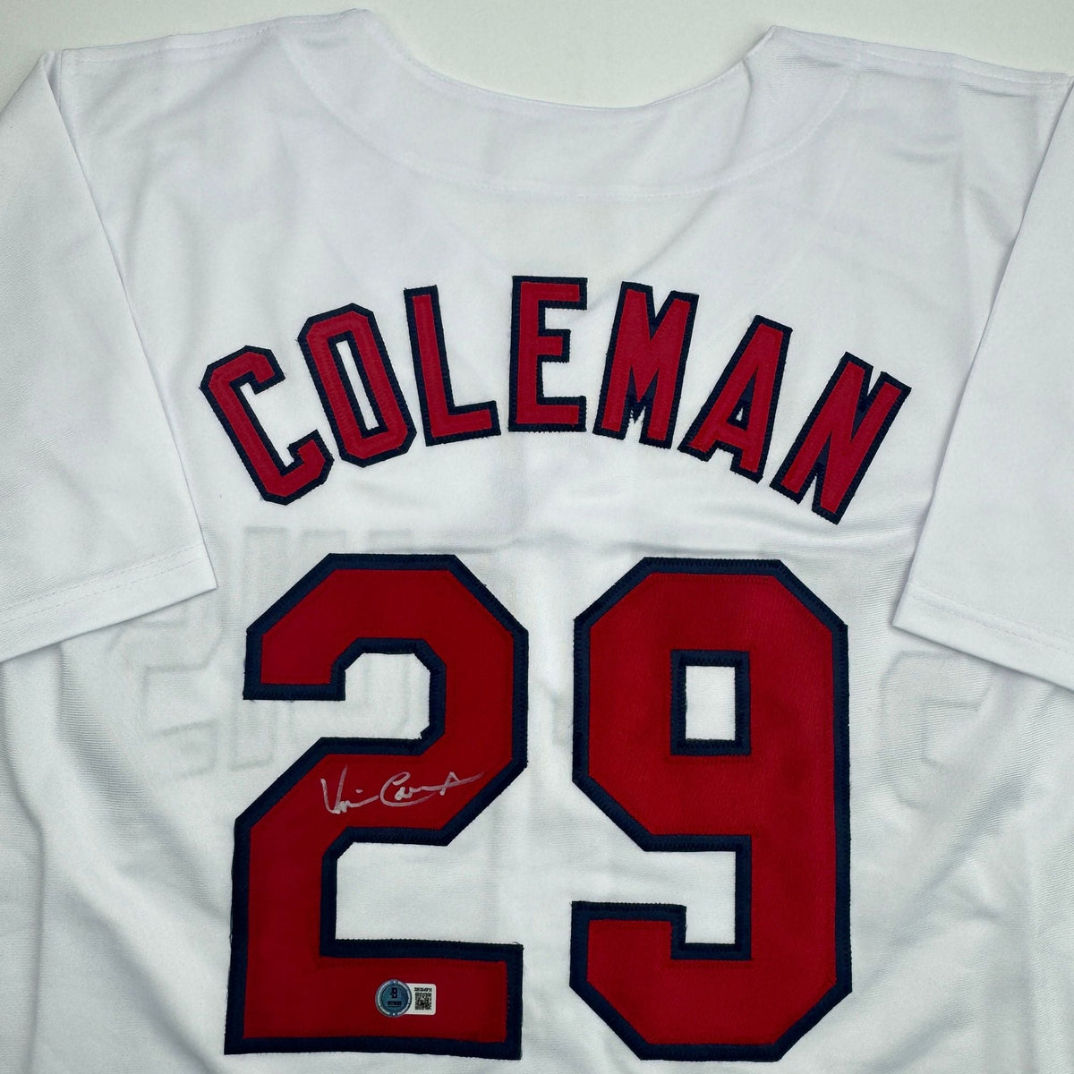 Autographed/Signed Vince Coleman St. Louis White Baseball Jersey Beckett BAS COA