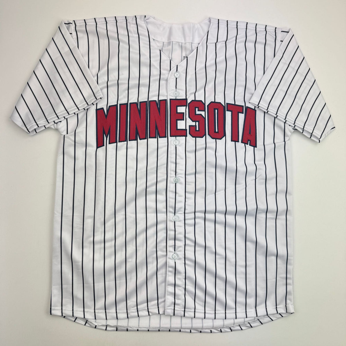 Autographed/Signed Chuck Knoblauch w/ 91 AL ROY Minnesota Pinstripe Baseball Jersey Beckett BAS COA