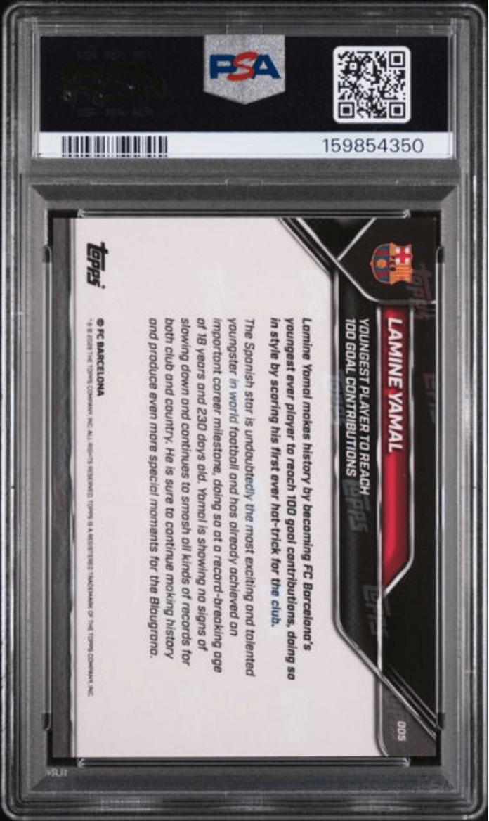 Graded 2025 Topps Now FC Barcelona Lamine Yamal #5 Soccer Card PSA 9 Mint
