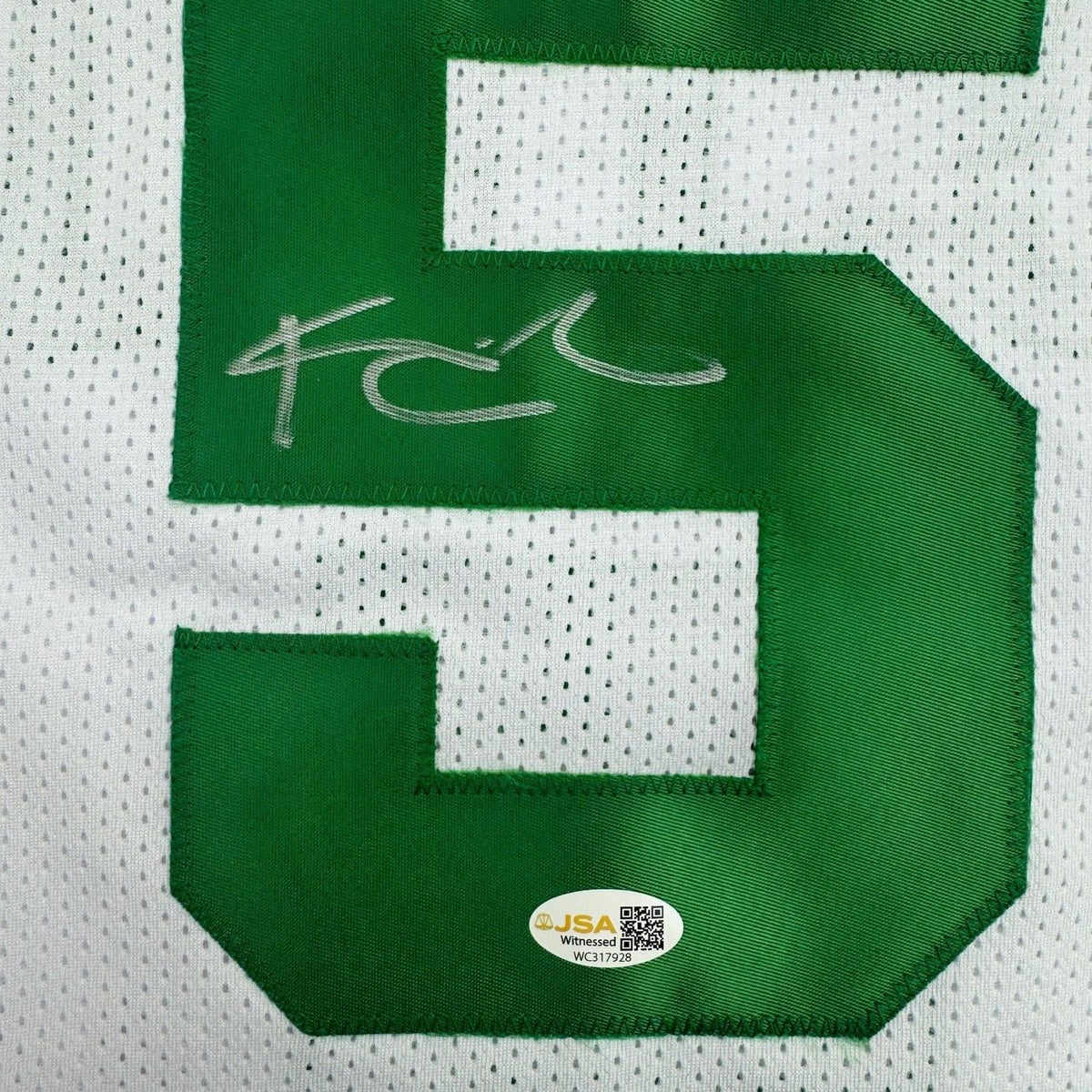 Framed Autographed/Signed Kevin Garnett 35x39 Boston White Basketball Jersey Beckett BAS COA