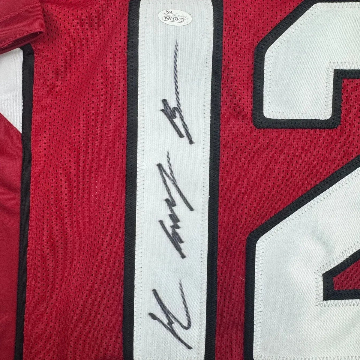 Framed Autographed/Signed John Brown 35x39 Arizona Red Football Jersey JSA COA