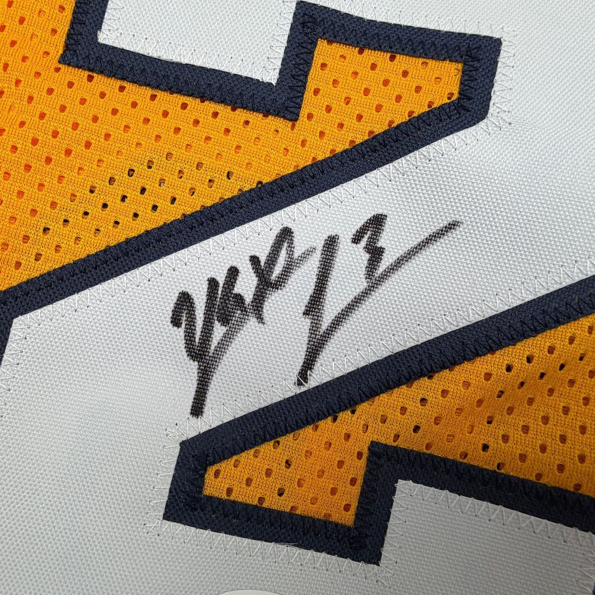 Framed Autographed/Signed Yaxel Lendeborg 35x39 Michigan Yellow College Basketball Jersey JSA COA