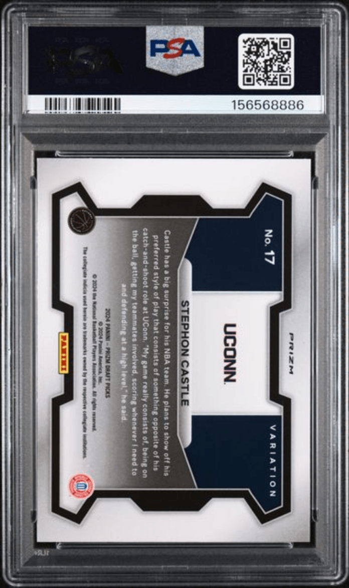 Graded 2024 Panini Prizm Draft Picks Stephon Castle #17 Variation Purple Wave Rookie RC Basketball Card PSA 10 Gem Mint