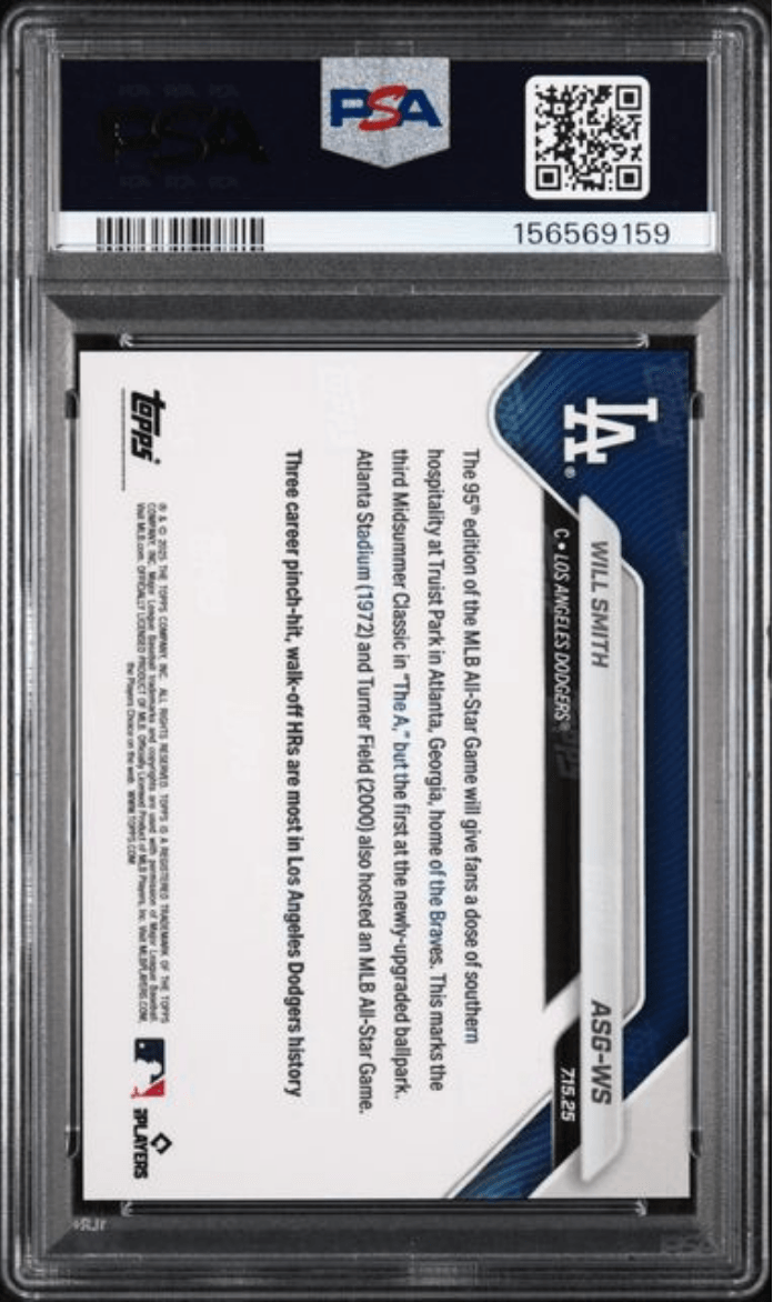 Graded 2025 Topps Now Platinum Member Will Smith #ASGWS All Star Game Baseball Card PSA 10 Gem Mint