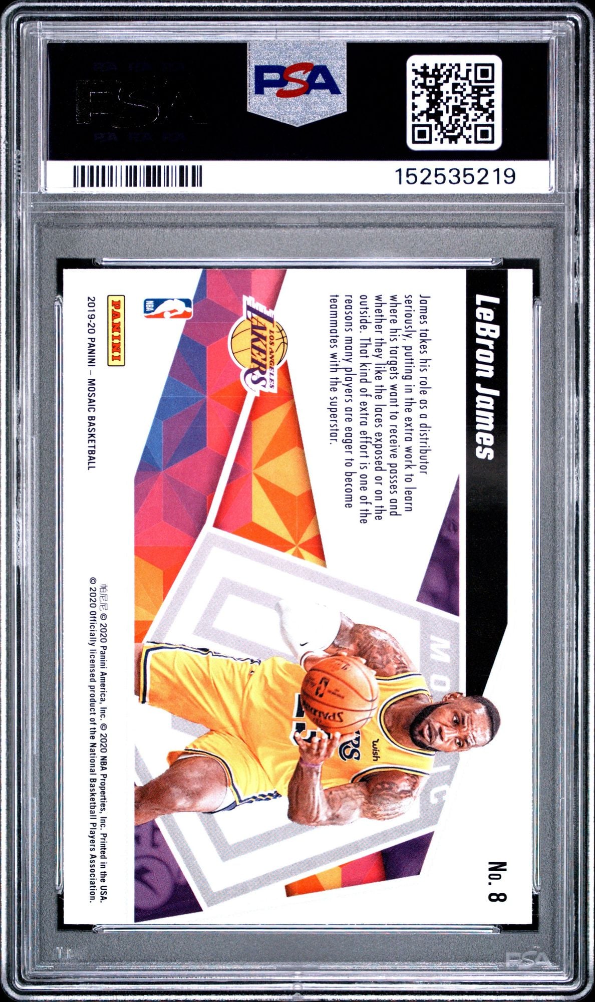 Graded 2019 Panini Mosaic LeBron James #8 Give and Go Basketball Card PSA 10 Gem Mint