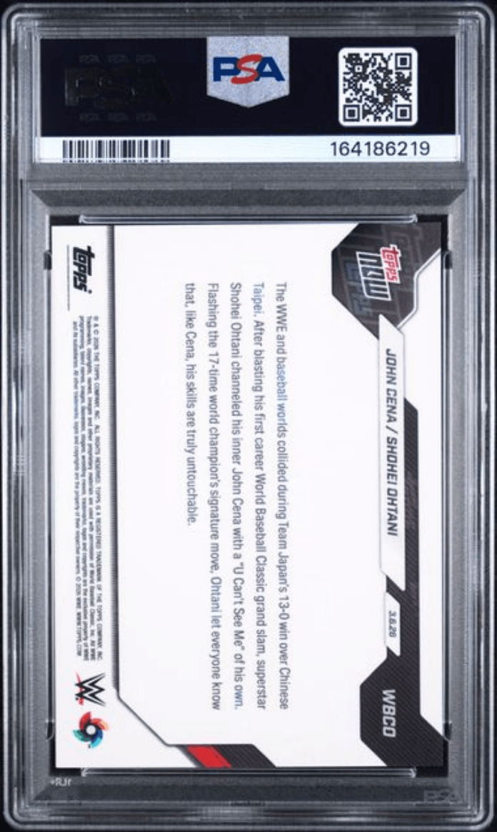 Graded 2026 Topps Now WBC John Cena/Shohei Ohtani #WBCO Baseball Card PSA 8 Near Mint