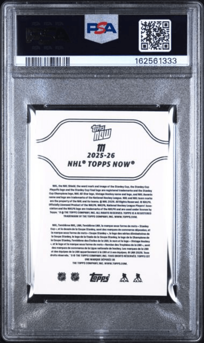 Graded 2025 Topps Now Matthew Schaefer #111 Rookie RC Hockey Card PSA 9 Mint