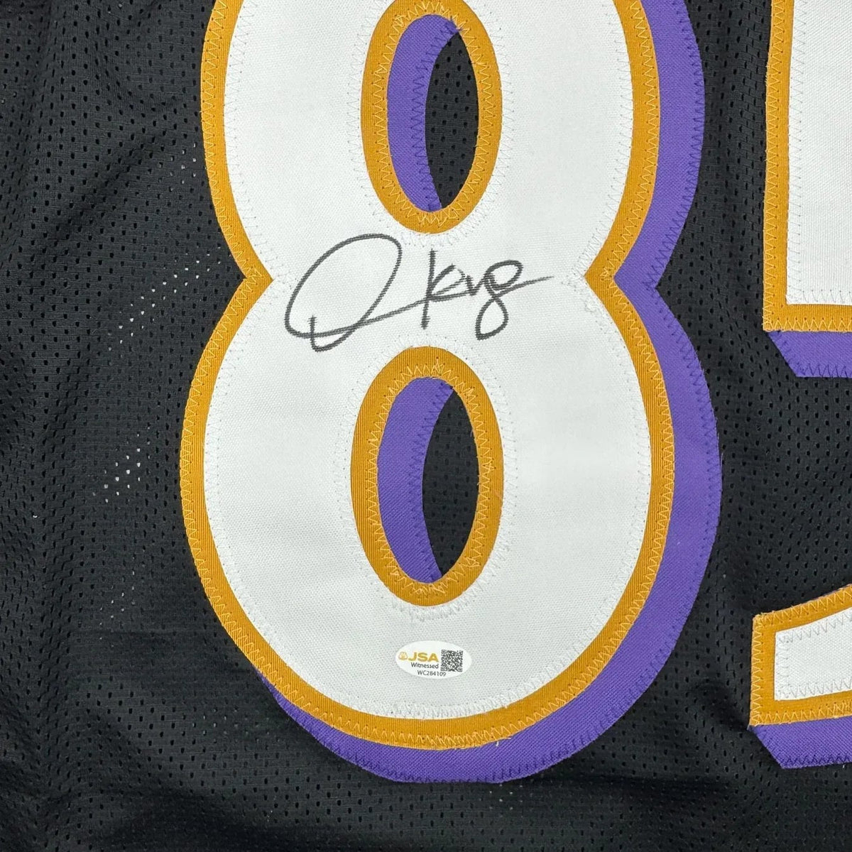 Framed Autographed/Signed Derrick Mason 35x39 Baltimore Black Football Jersey Beckett BAS COA