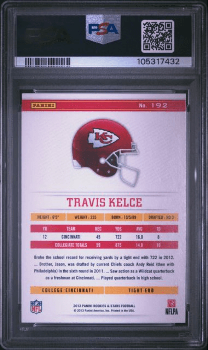 Graded 2013 Panini Rookies & Stars Travis Kelce #192 Rookie RC Football Card PSA 10 Gem Mint