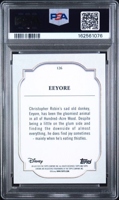 Graded 2024 Topps Chrome Disney Eeyore #126 Winnie the Pooh Trading Card PSA 8 NM-MT