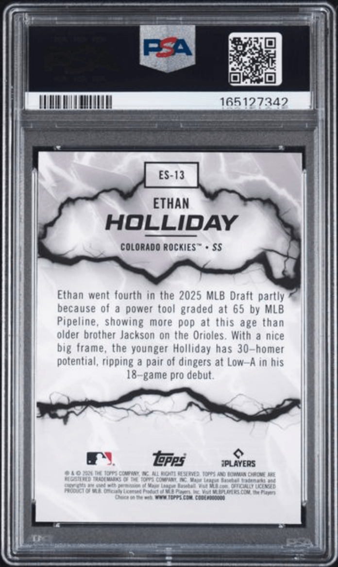 Graded 2026 Topps Bowman Ethan Holliday #ES13 Electric Sluggers Rookie RC Baseball Card PSA 10 Gem Mint
