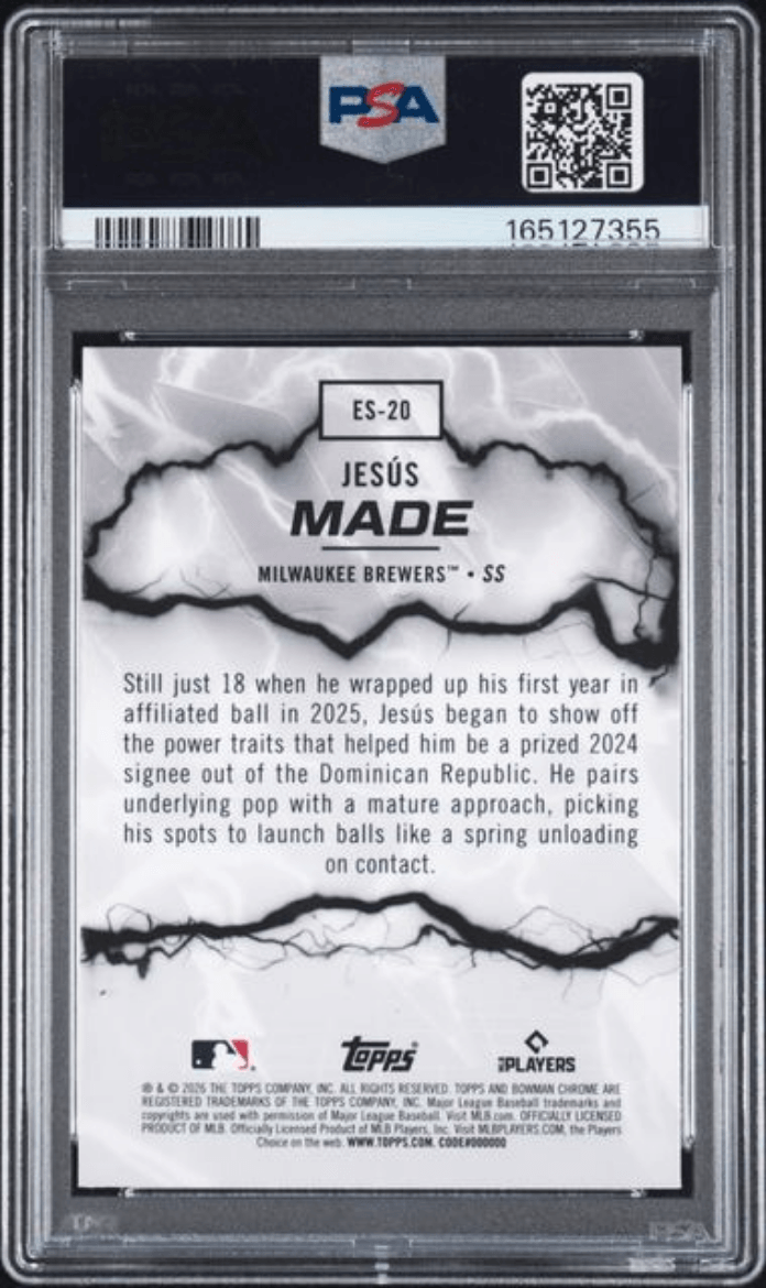 Graded 2026 Topps Bowman Jesus Made #ES20 Electric Sluggers Rookie RC Baseball Card PSA 9 Mint
