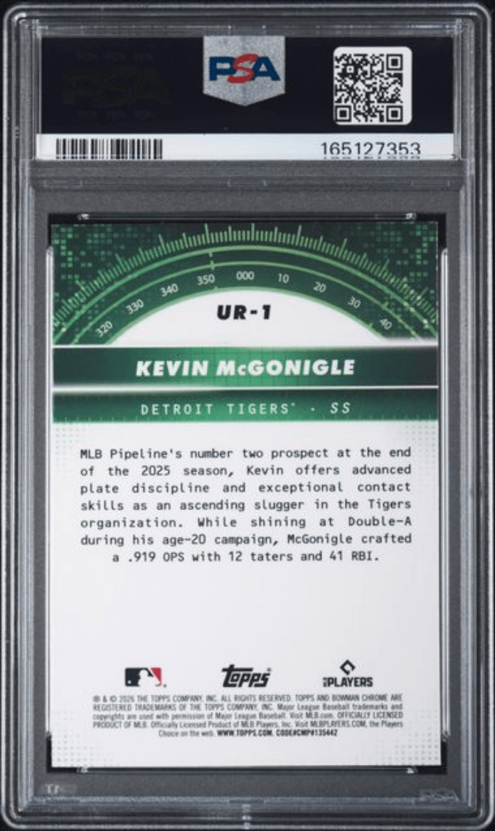 Graded 2026 Topps Bowman Kevin McGonigle #UR1 Under the Radar Rookie RC Baseball Card PSA 10 Gem Mint