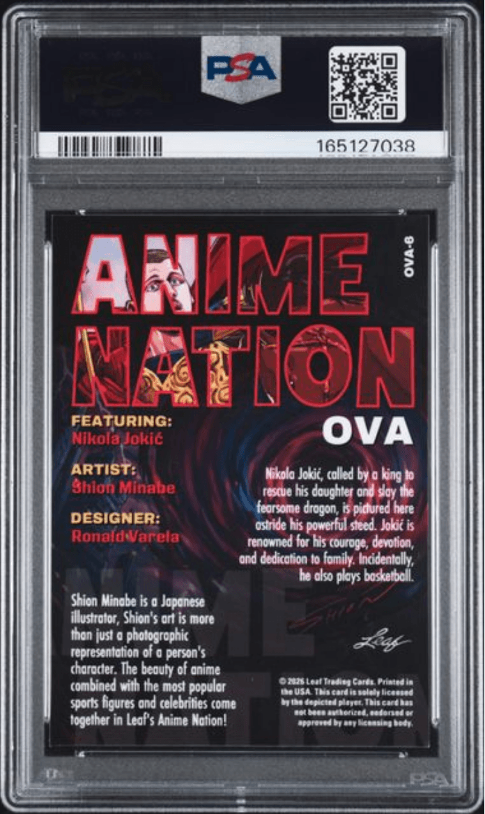 Graded 2026 Leaf Nikola Jokic #OVA6 Anime Nation OVA Basketball Card PSA 10 Gem Mint