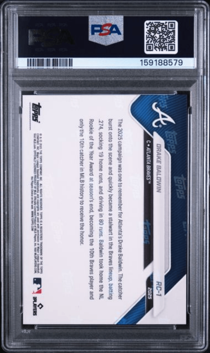 Graded 2025 Topps Now MLB Drake Baldwin #RC1 Rookie Cup Team Set Rookie RC Baseball Card PSA 10 Gem Mint