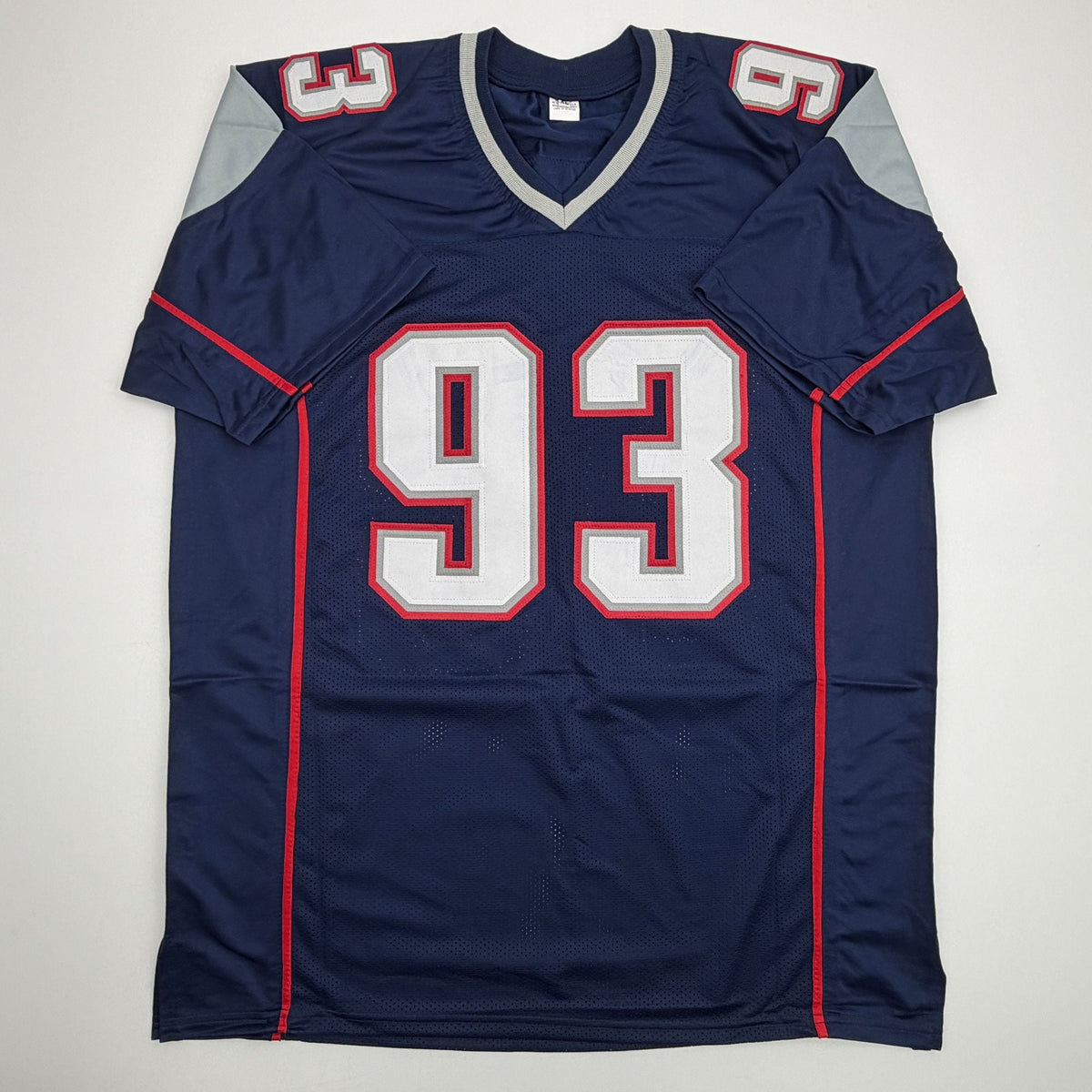 Autographed/Signed Richard Seymour New England Blue Football Jersey Beckett BAS COA