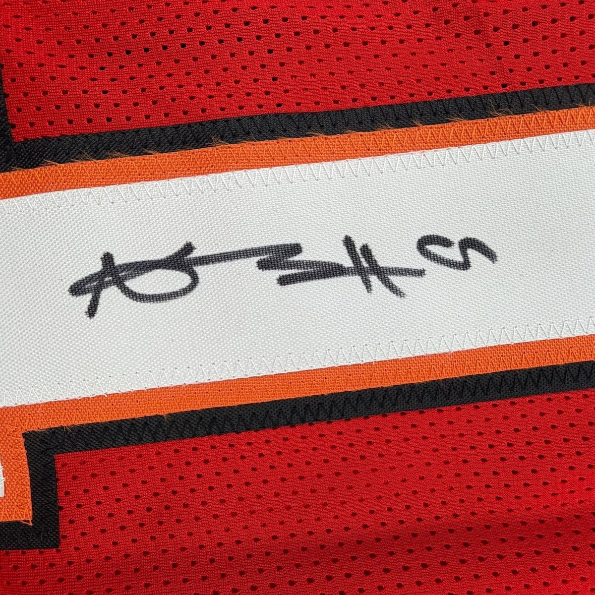 Framed Autographed/Signed Antonio Brown 35x39 Tampa Bay Red Football Jersey Beckett BAS COA