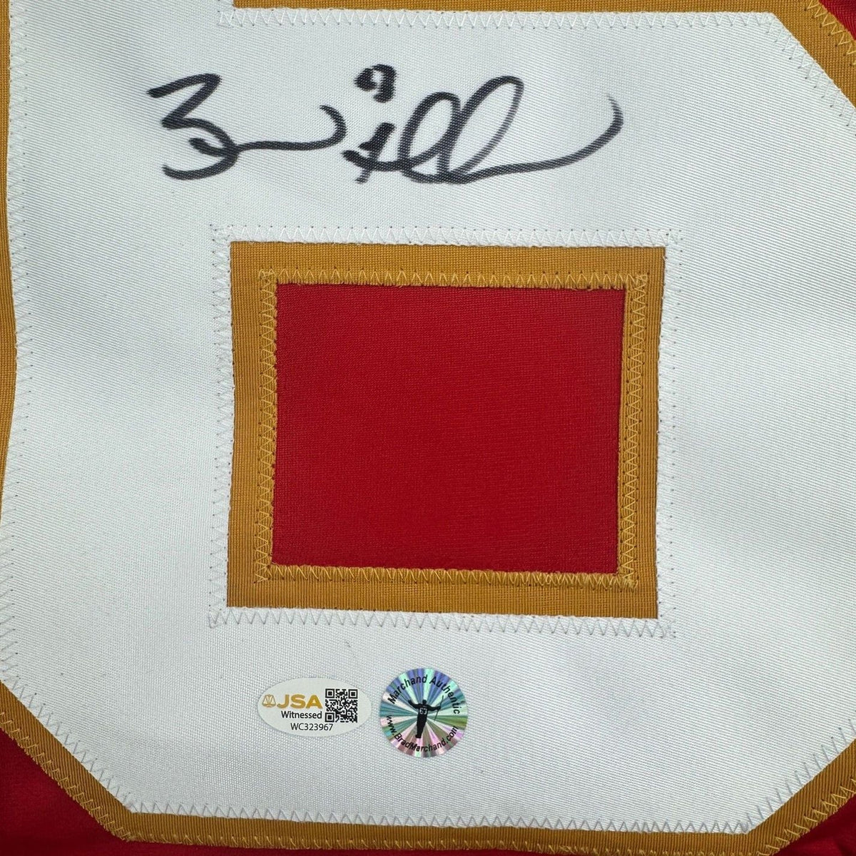 Framed Autographed/Signed Brad Marchand 35x39 Florida Red Hockey Jersey JSA COA