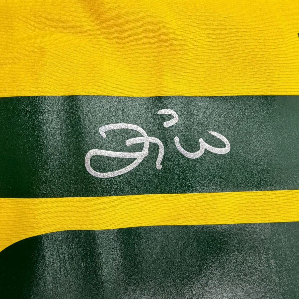 Framed Autographed/Signed Zico 35x39 Brazil Yellow Soccer Futbol Jersey Beckett BAS COA