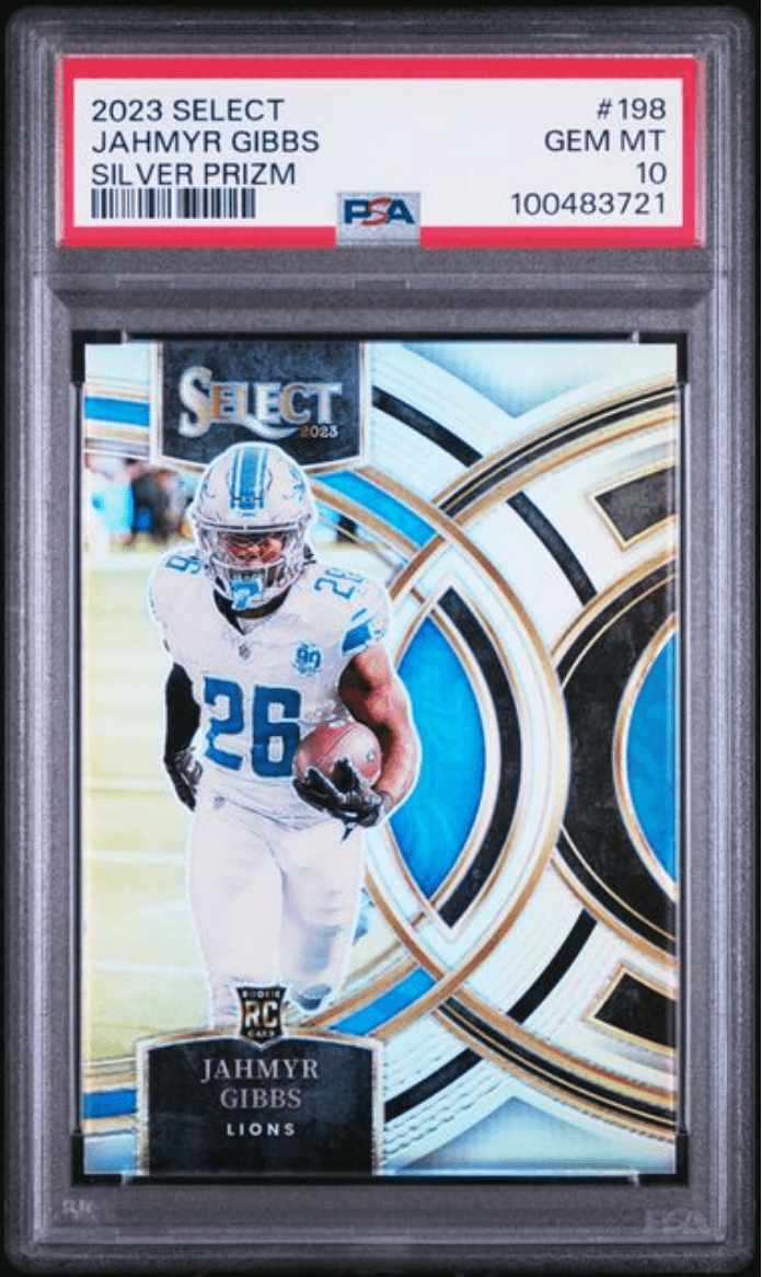 Graded 2023 Panini Select Jahmyr Gibbs #198 Silver Prizm Rookie RC