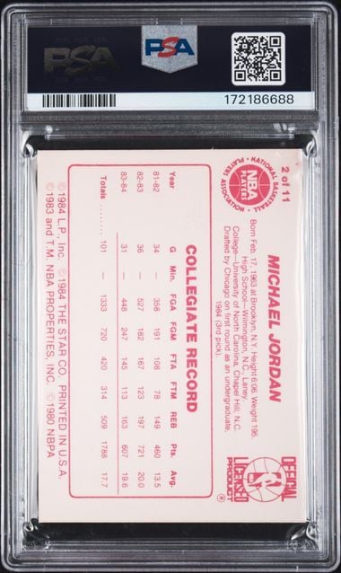 Graded 1985-86 Star All Rookies Michael Jordan #2 Rookie RC Basketball Card PSA Authentic Altered