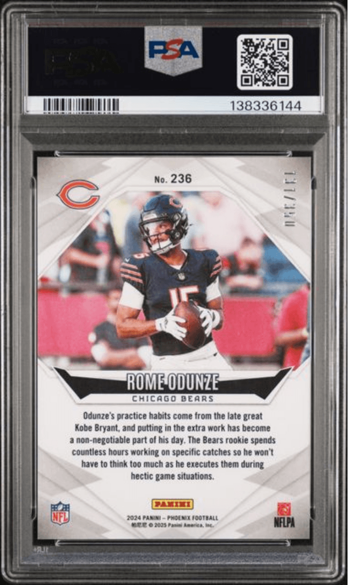 Graded 2024 Panini Phoenix Rome Odunze #236 Fire Burst /350 Rookie RC Football Card PSA 10 Gem Mint