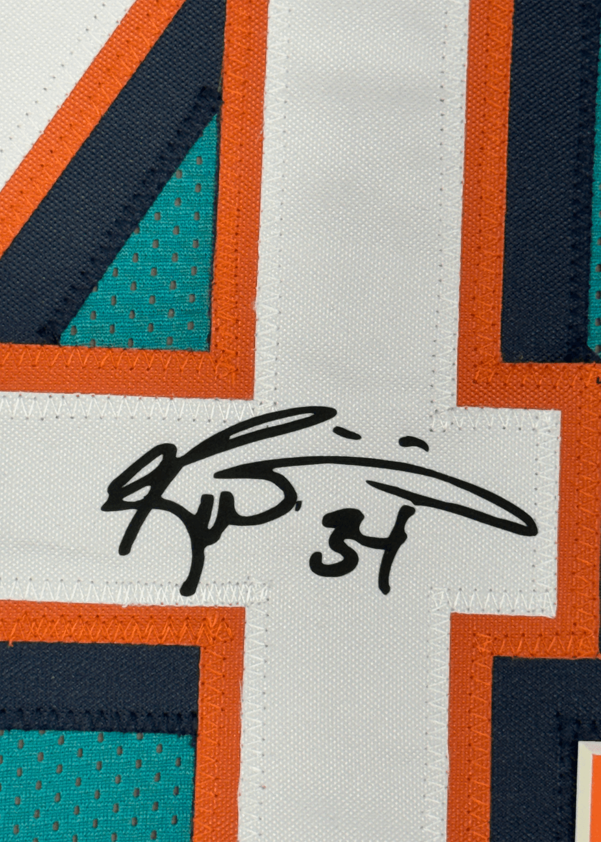 Framed Facsimile Autographed Ricky Williams 35x39 Miami Teal Reprint Laser Auto Football Jersey