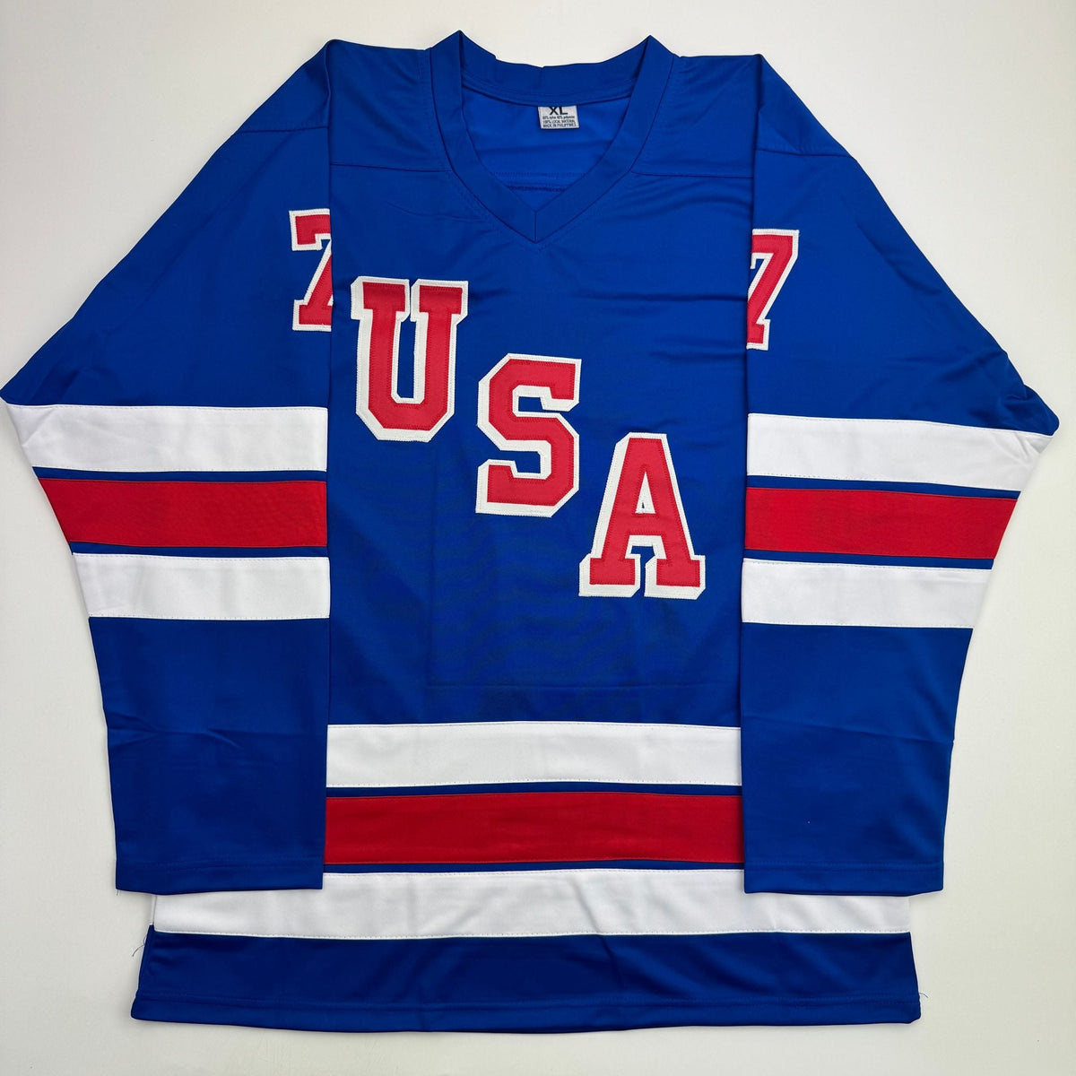 Autographed/Signed Brady Tkachuk USA United States 2026 Olympics Gold Medal Blue Hockey Jersey JSA COA