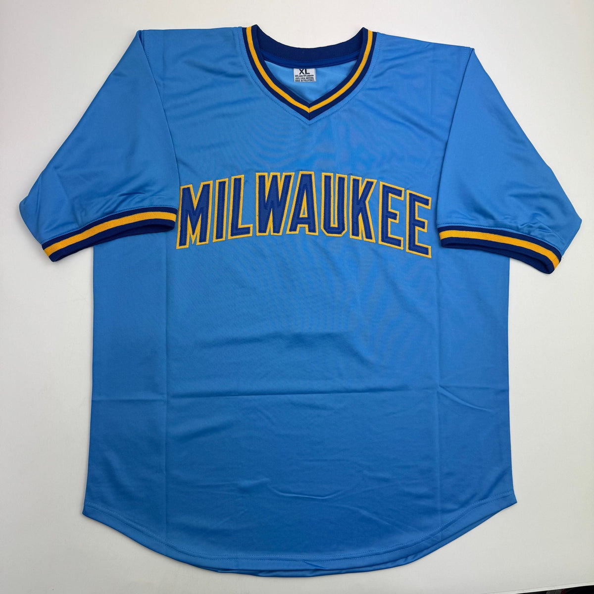 Autographed/Signed Don Money w/ 4x All Star Milwaukee Light Blue Baseball Jersey JSA COA