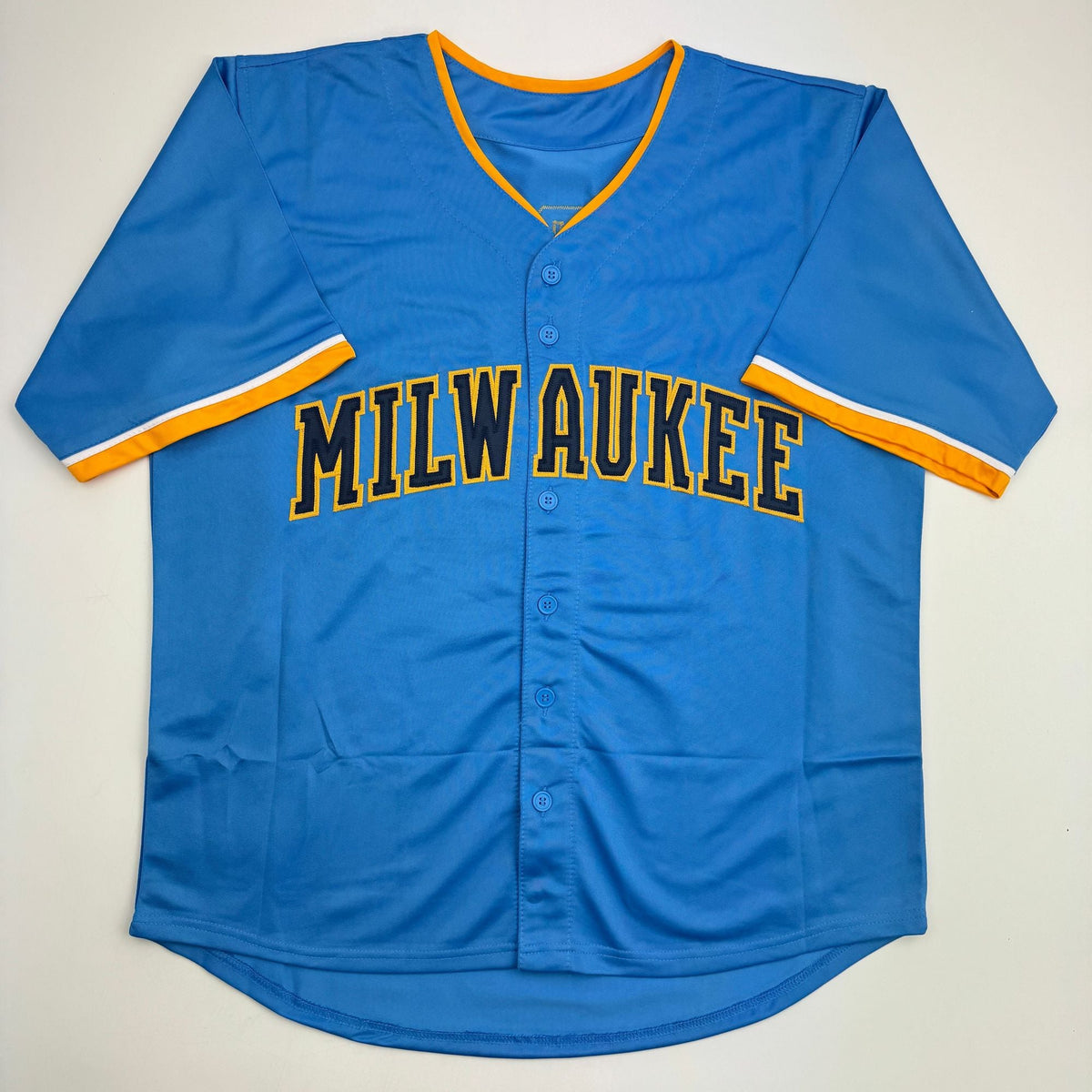 Autographed/Signed Kyle Harrison Milwaukee Light Blue Baseball Jersey JSA COA
