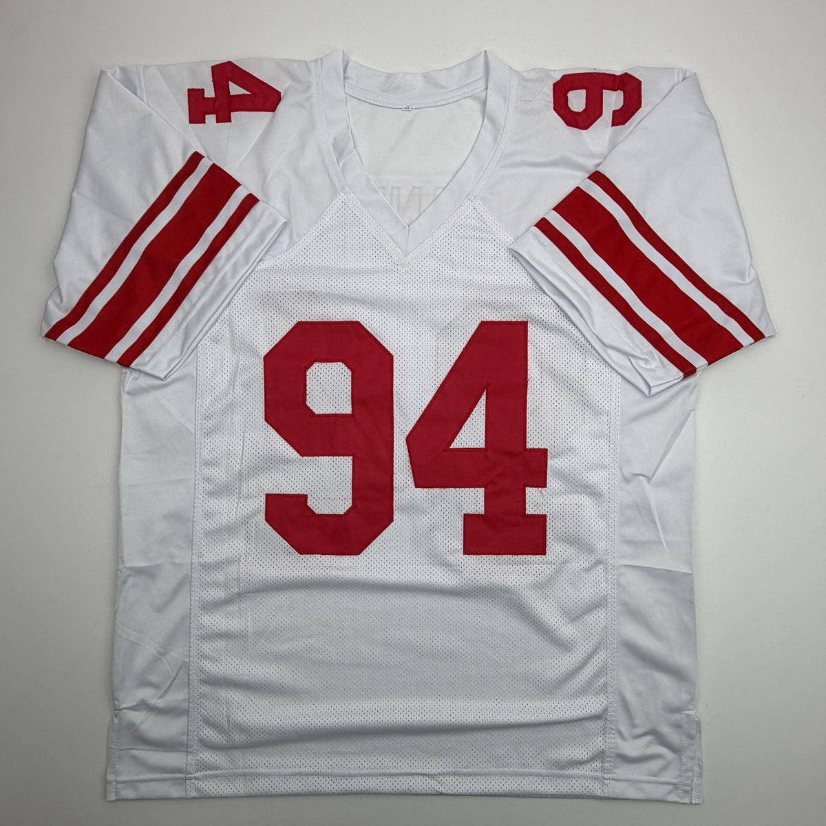 Autographed/Signed Mathias Kiwanuka New York White Football Jersey Beckett BAS COA