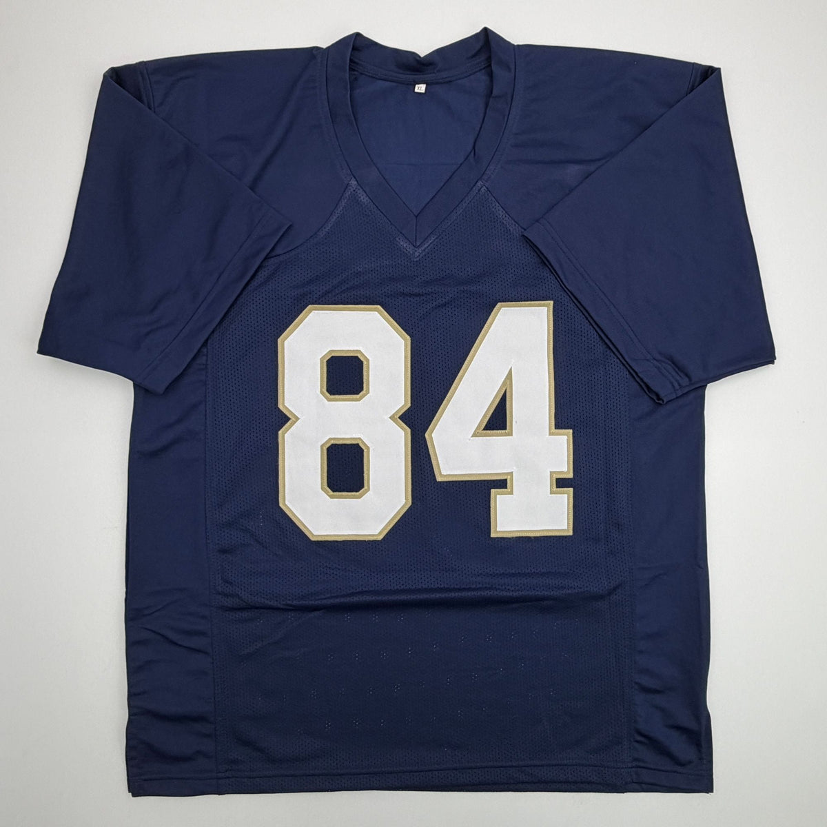 Autographed/Signed Cole Kmet Notre Dame Blue College Football Jersey Beckett BAS COA