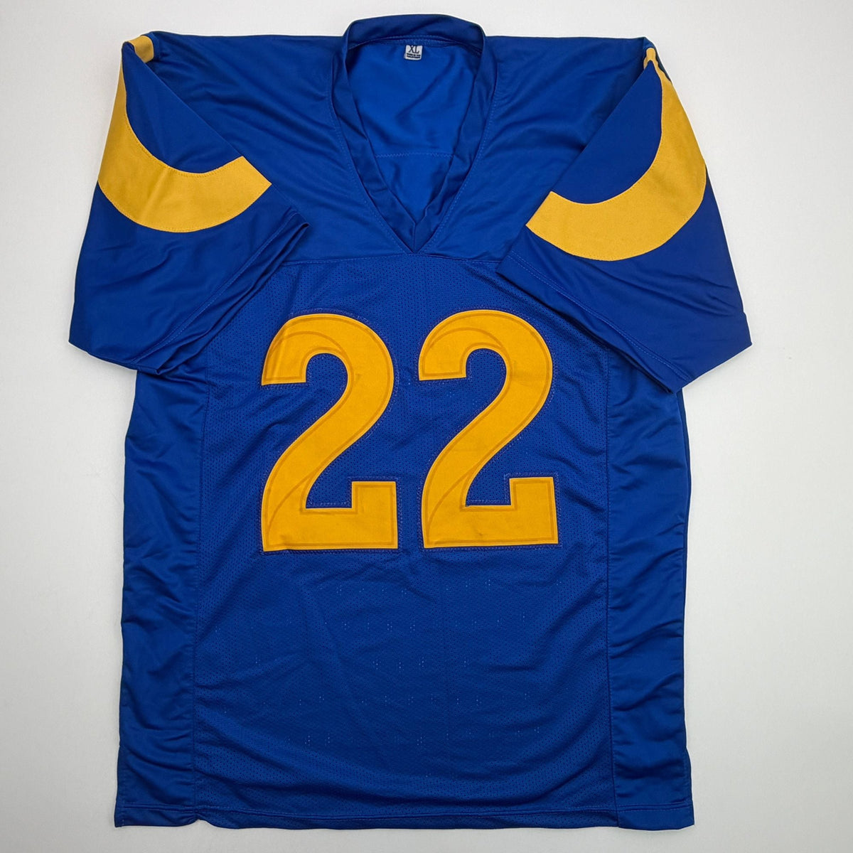 Autographed/Signed Trent McDuffie Los Angeles LA Blue Current Football Jersey JSA COA