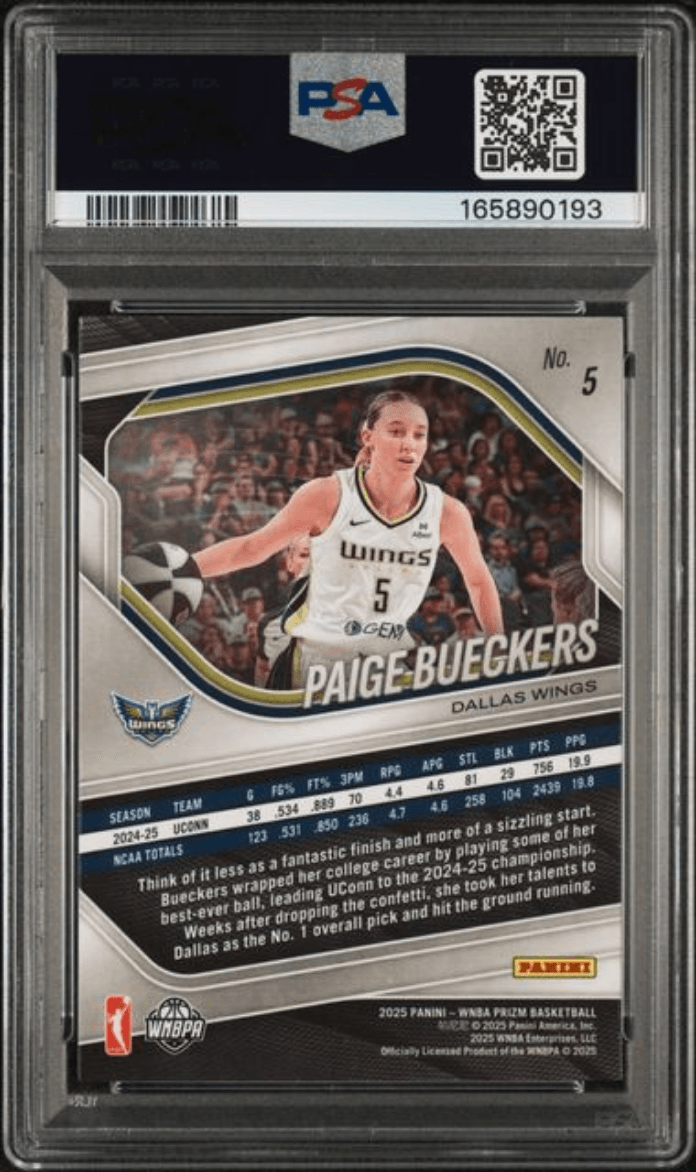 Graded 2025 Panini Prizm WNBA Paige Bueckers #5 Rookie RC Basketball Card PSA 10 Gem Mint