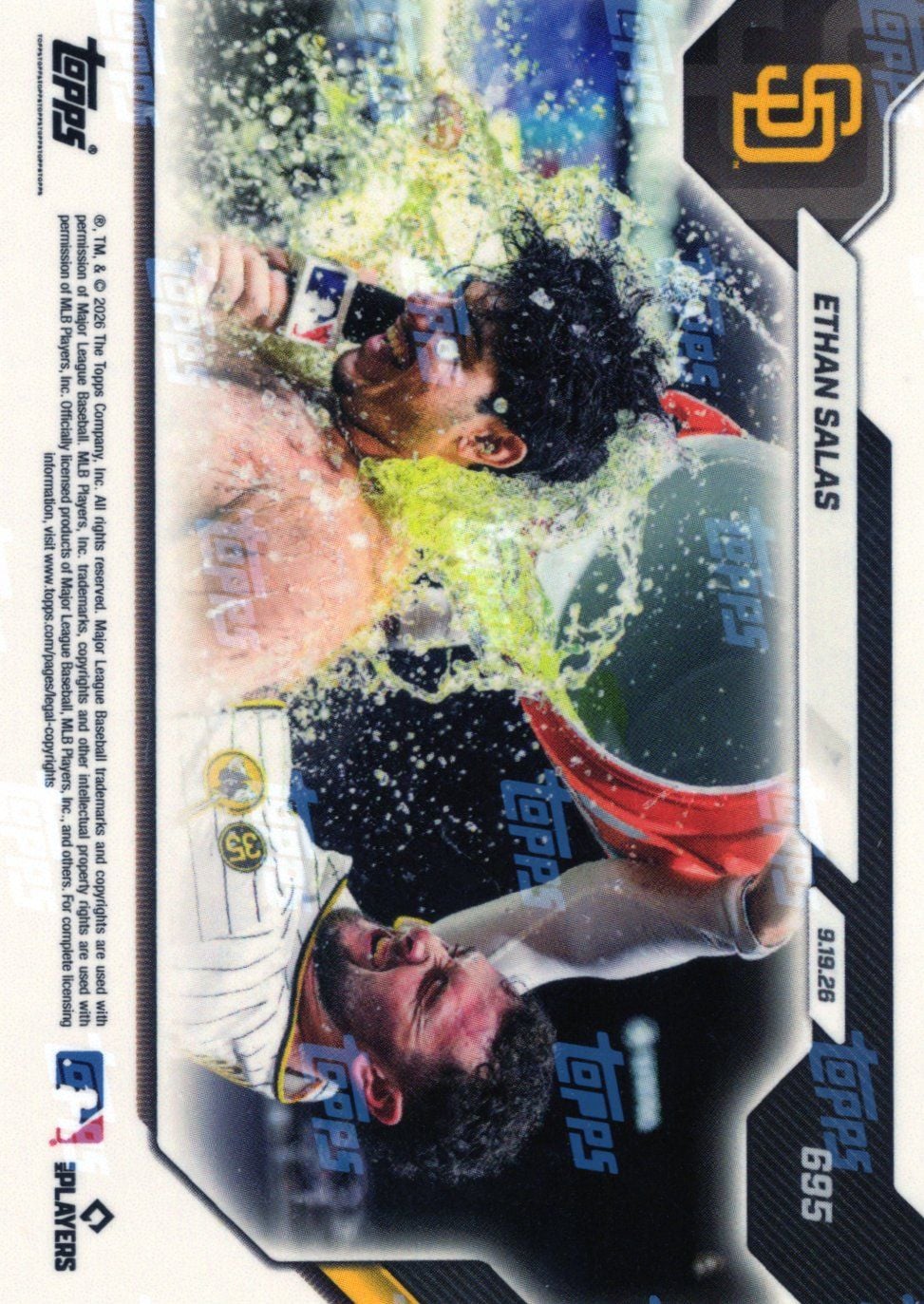 2026 Topps Now Ethan Salas #695 Orange Foil /25 Youngest with Pinch Hit Walk Off in Last 60 Years San Diego Padres Rookie RC Baseball Card