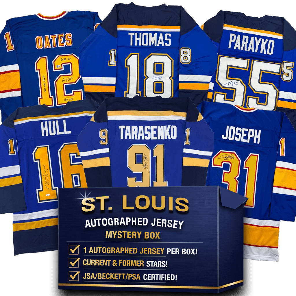 Autographed/Signed St. Louis Hockey Jersey Mystery Box with PSA JSA or Beckett COA