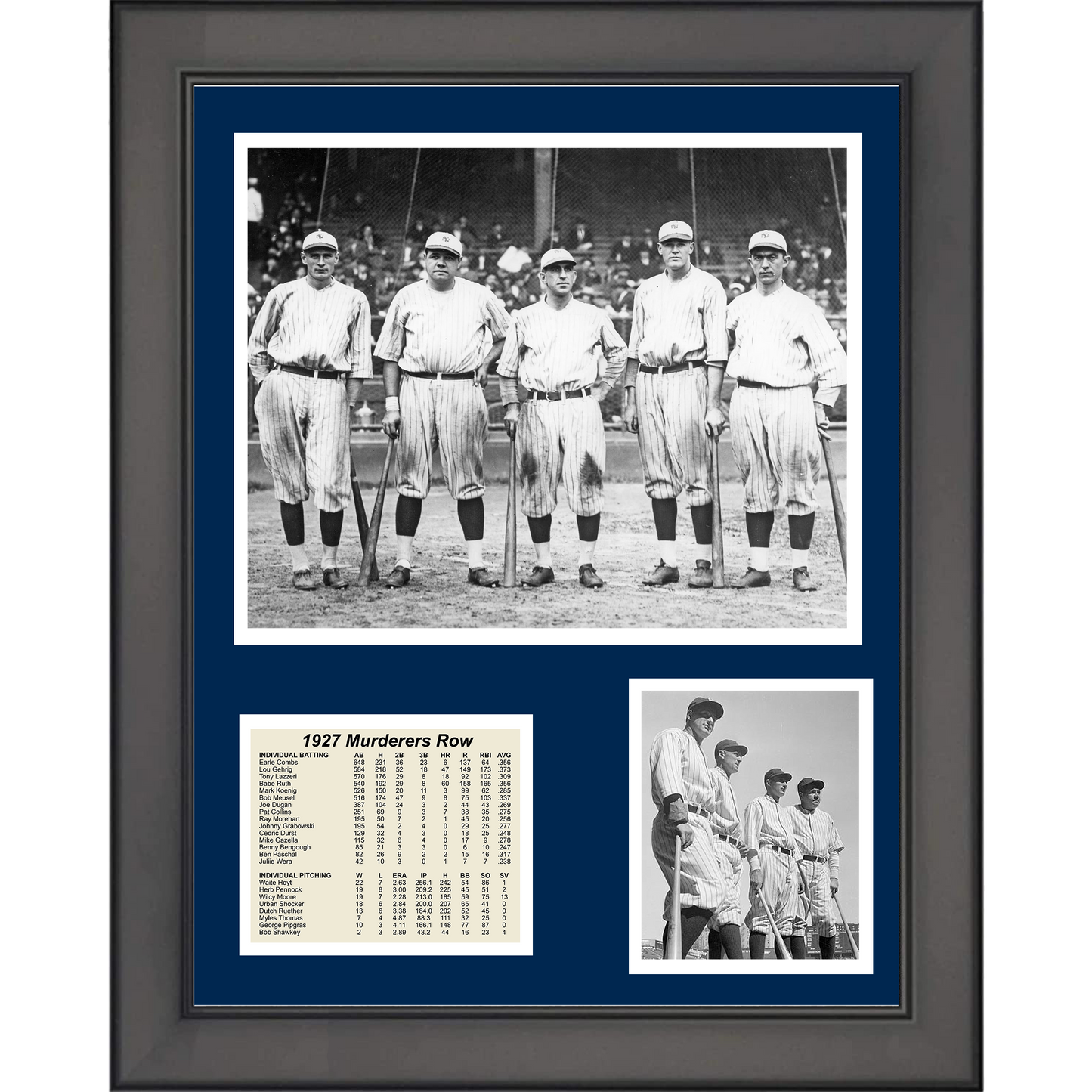 Framed 1927 New York Yankees Murderers Row World Series Champions 11"x14"Baseball Three Photo Collage