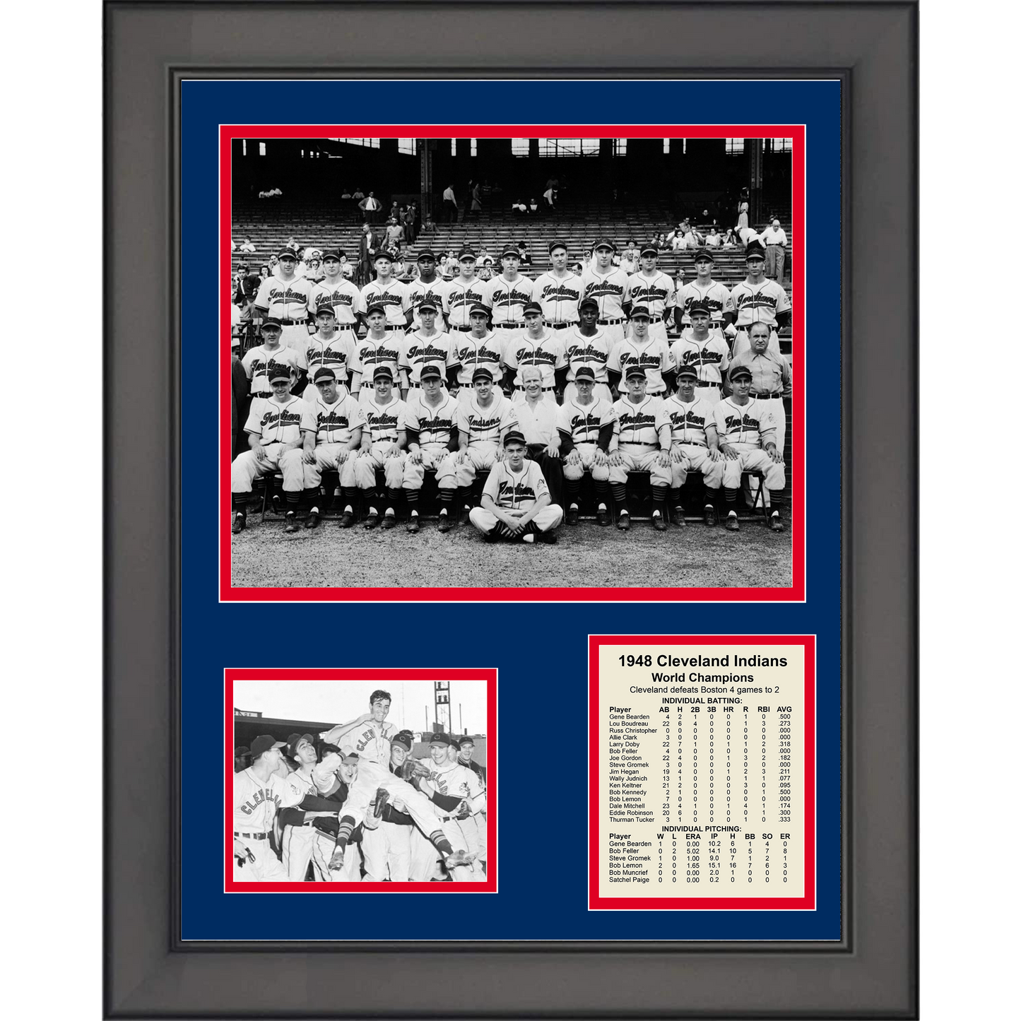 Framed Cleveland Guardians 1948 World Series Champions 11"x14" Baseball Three Photo Collage