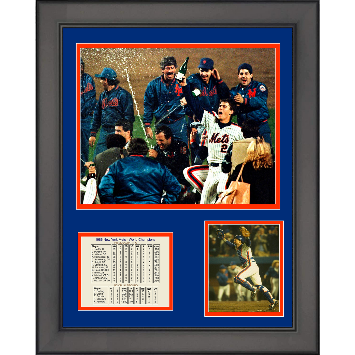Framed New York Mets 1986 World Series Champions 11"x14" Baseball Three Photo Collage