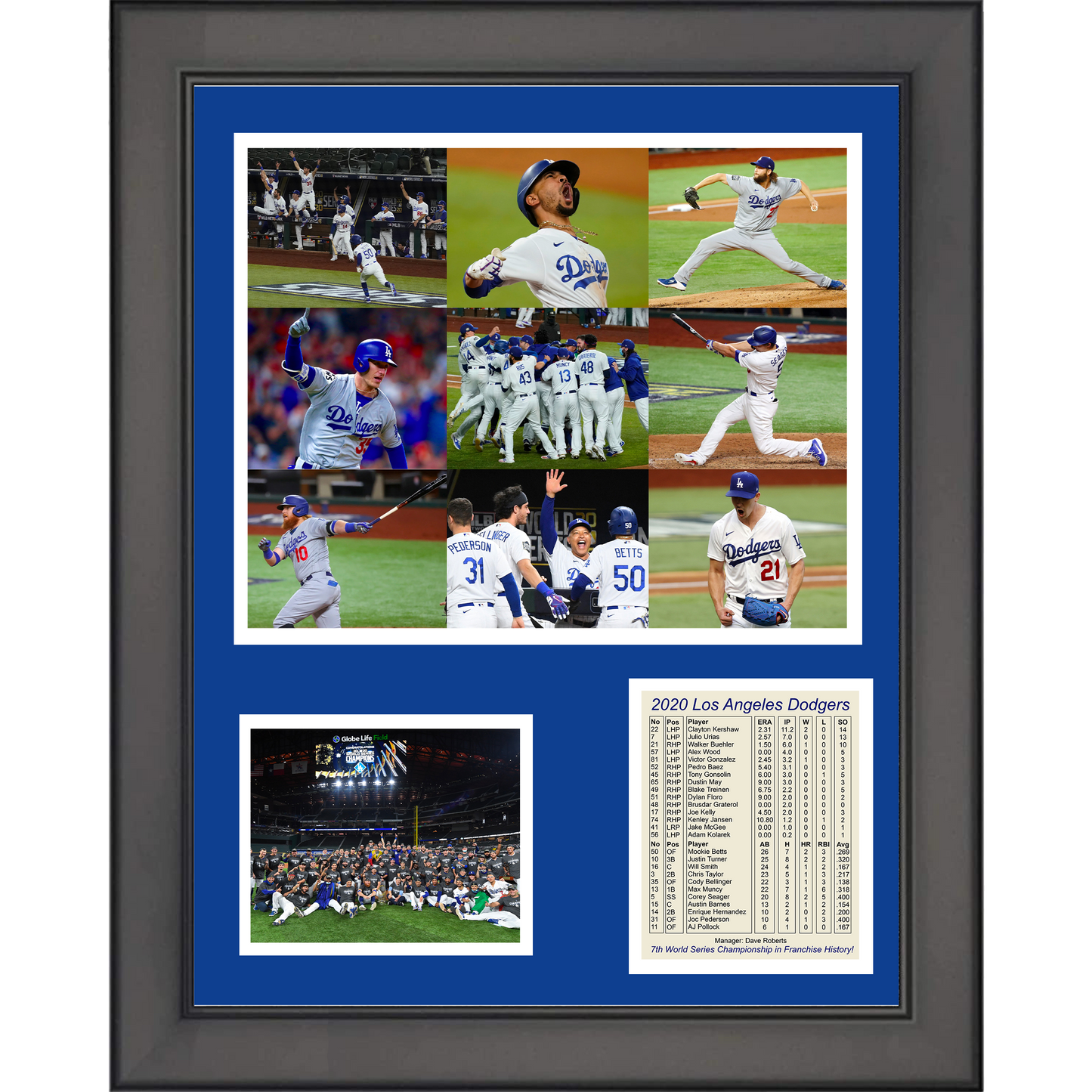 Framed Los Angeles Dodgers 2020 World Series Champions 11"x14" Baseball Mosaic Three Photo Collage