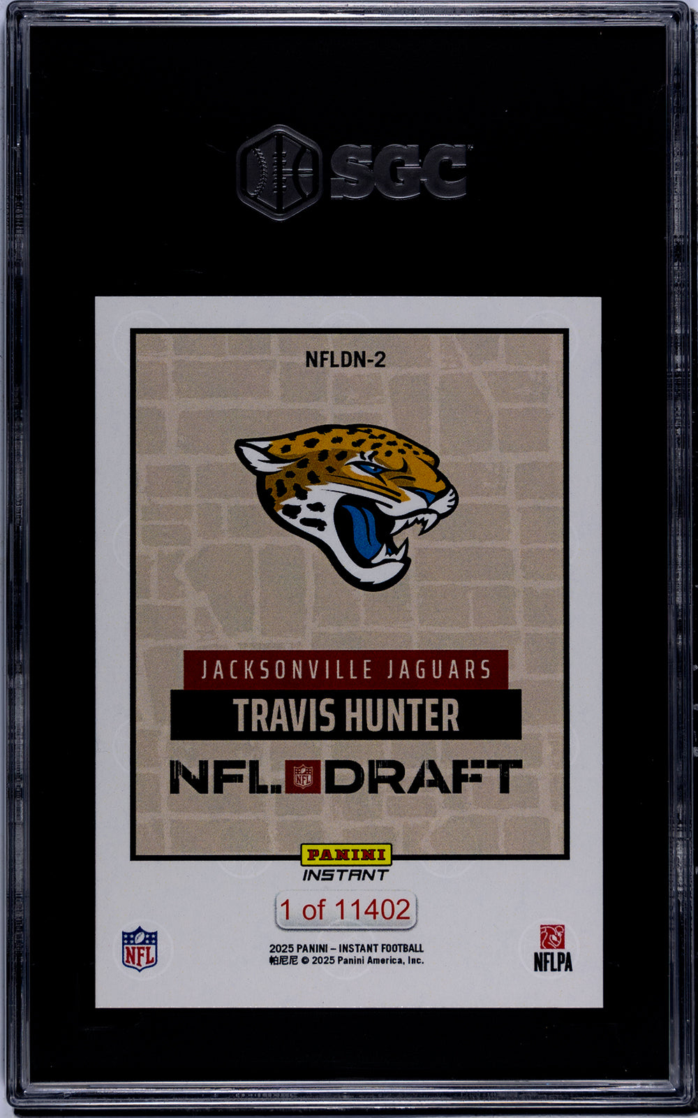 Graded 2025 Panini Instant Travis Hunter #NFLDN2 NFL Draft Night Rookie RC Football Card SGC 10 Gem Mint