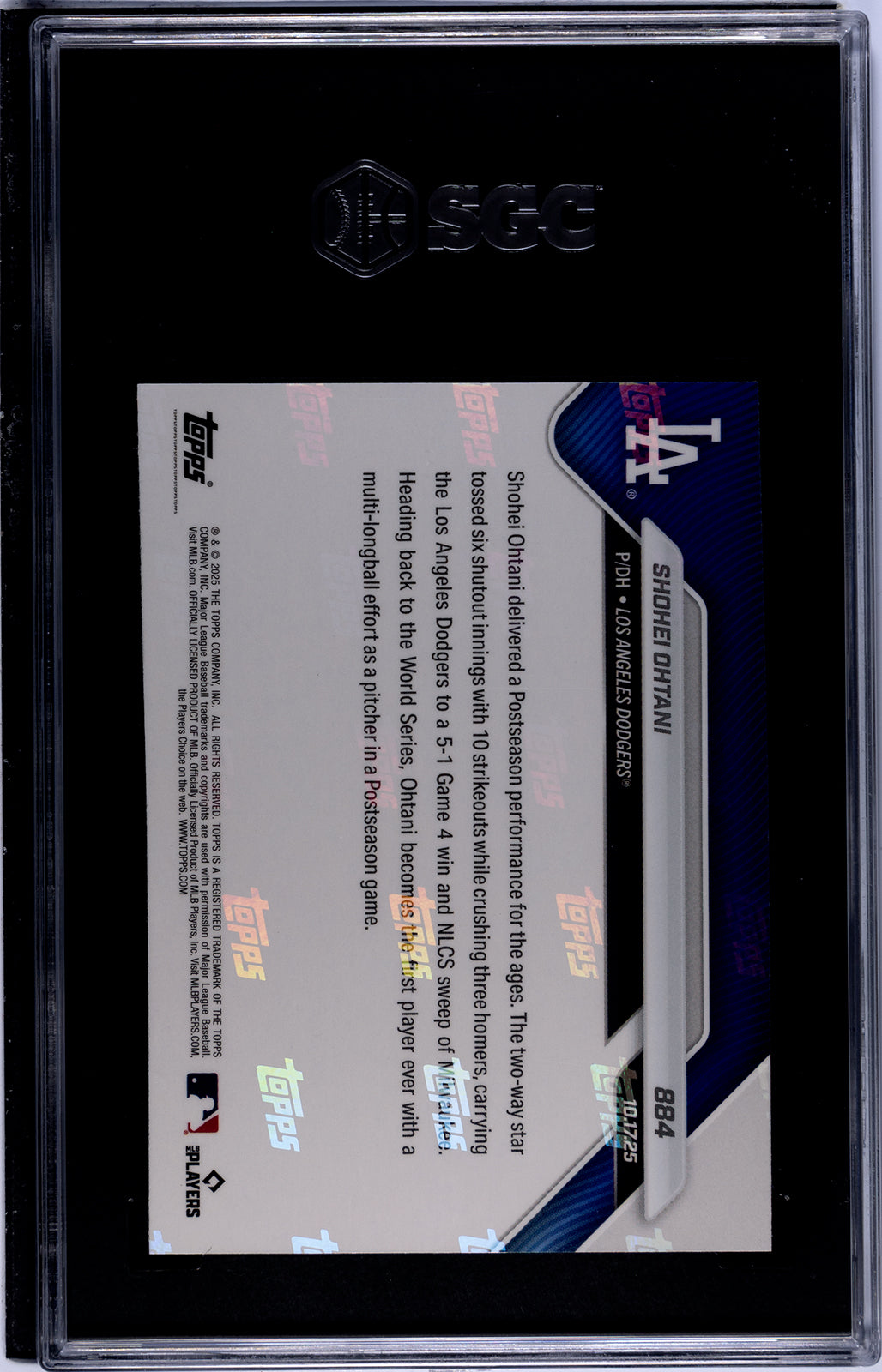 Graded 2025 Topps Now Shohei Ohtani #884 Baseball Card SGC 8 Near Mint