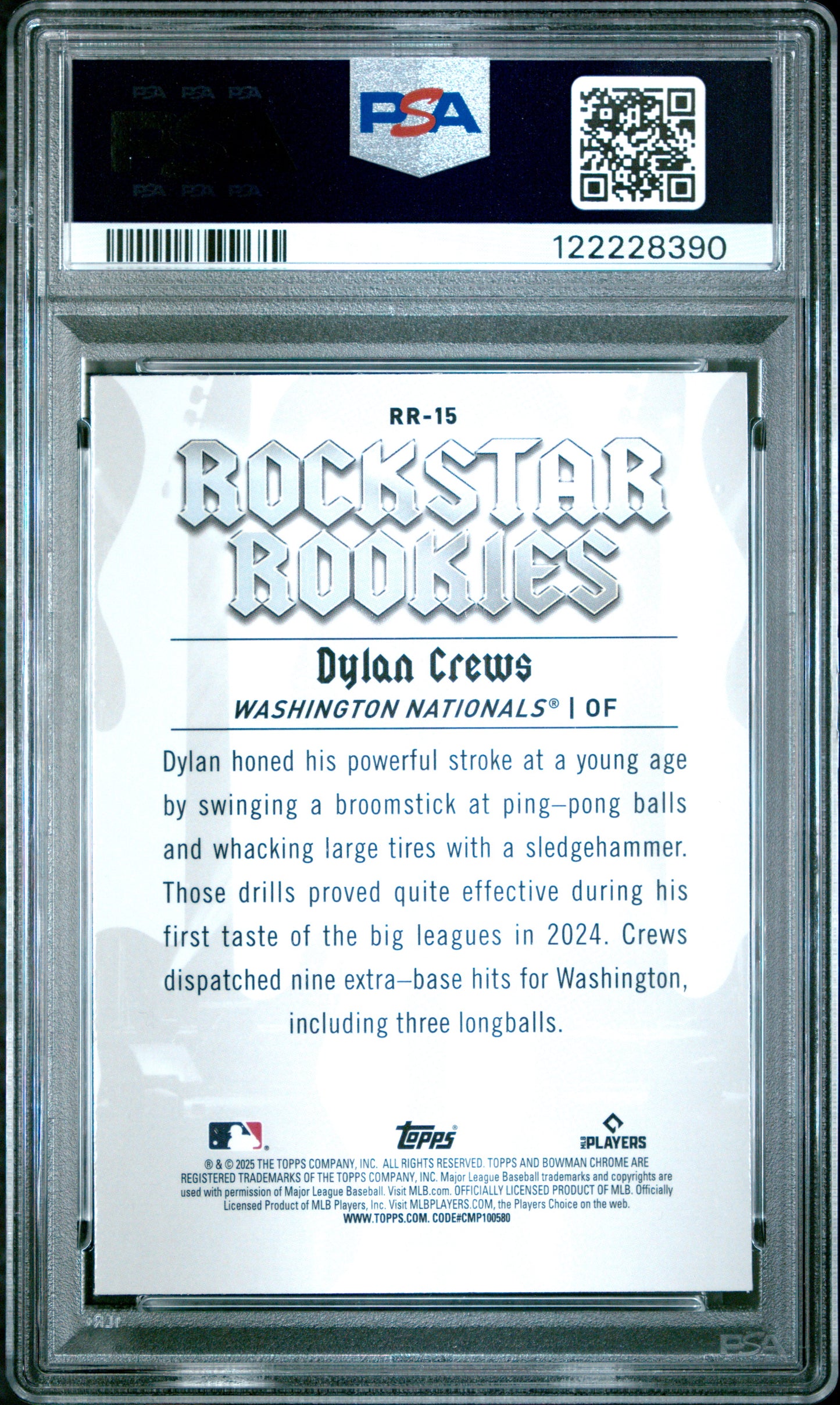 Graded 2025 Topps Bowman Dylan Crews #RR20 Rockstar Rookies Rookie RC Baseball Card PSA 7 Near Mint