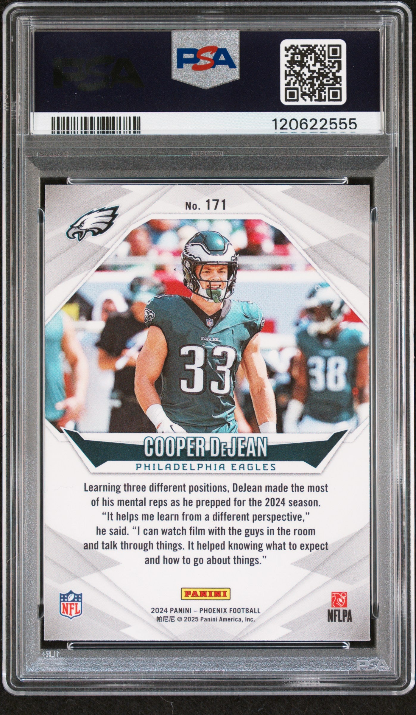 Graded 2024 Panini Phoenix Cooper Dejean #171 Rookie RC Football Card PSA 10 Gem Mint