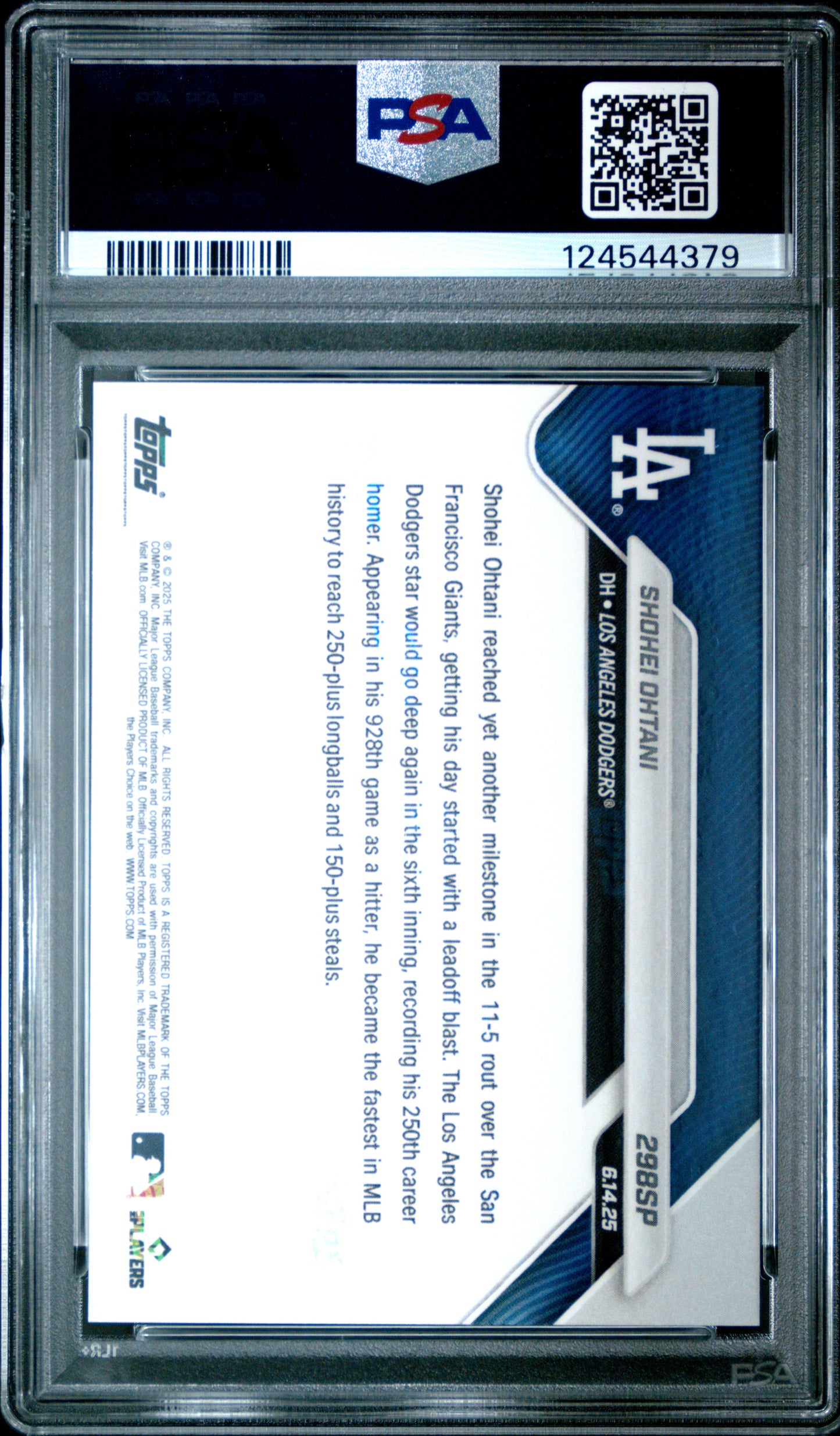 Graded 2025 Topps Now Shohei Ohtani #298SP Baseball Card PSA 10 Gem Mint