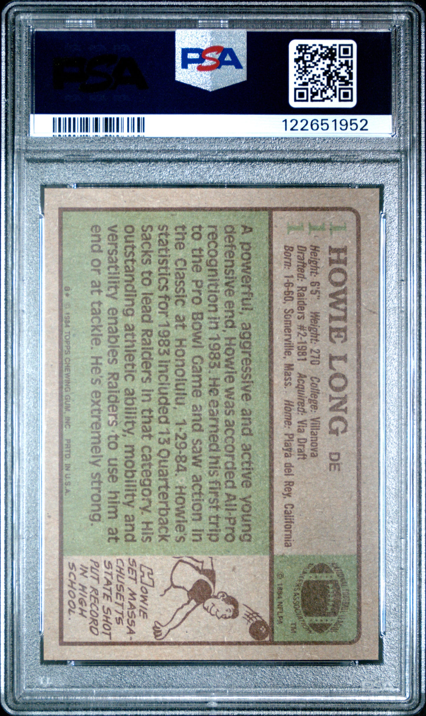 Graded 1984 Topps Howie Long #111 Rookie RC Football Card PSA 6 Excellent